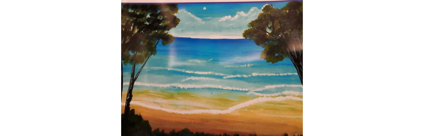 Beach sunset -(Canvas) WITH FRAME(TIGAR)-11"X15"